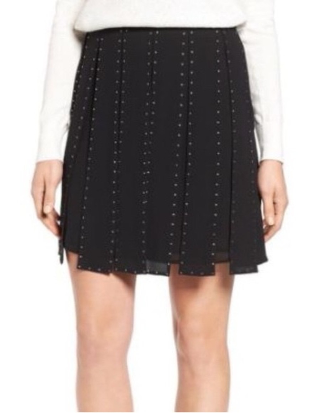 Michael Kors Black Stud-Embellished Pleated Mini Skirt